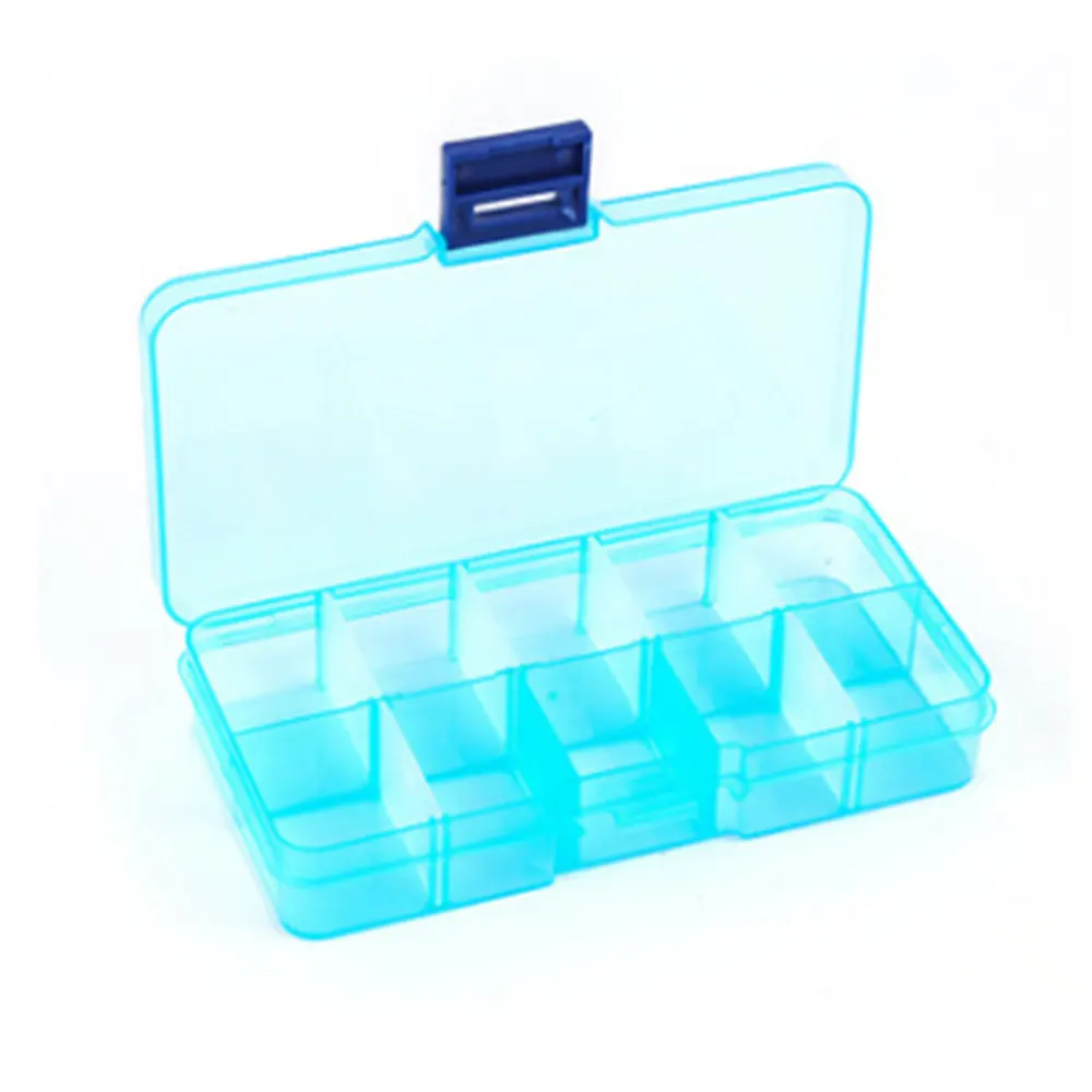 Kunststoff transparente Box 10 Fach Small Organizer Kunststoff Aufbewahrung sbox Fall für Craft Nail Fuse Beads Gitter abnehmbare Fall