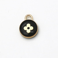 Accessoire de mode - Pendentif Breloque Fête Trèfle à quatre feuilles en alliage plaqué or avec zircon pour collier, bracelet et boucles d'oreilles