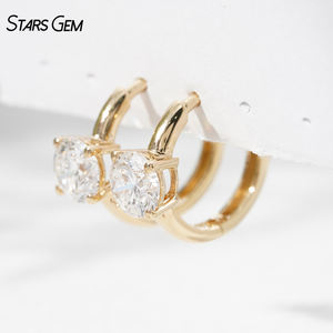 Pendientes de Aro de Diamantes Cultivados en Laboratorio, Chapados en Rodio, Oro Sólido de 18K, Joyería Fina Unisex de Lujo StarsGem, 1.07ct DEF VS, Corte Brillante, Modernos - Product Image 2