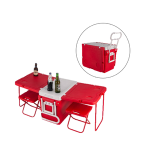 Hot Selling Custom Logo 32L <b>Portable</b> Camping Folding Insulation Cooler Box Foldable <b>Table</b> with Chair Wheeled <b>Portable</b> Coolers - Product Image 1
