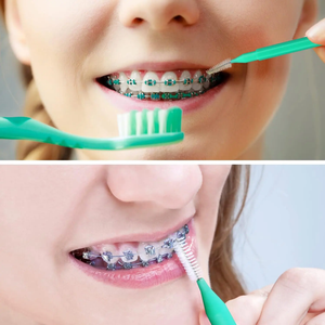 Sikat gigi Interdental ortodontik, dengan pegangan bambu sikat gigi plastik sekali pakai untuk kawat gigi fitur pembersih nyaman - Product Image 3