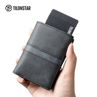 Dompet Pop Up Kulit Aluminium Anti-RFID Berkualitas Tinggi TILONSTAR TVC125M untuk Pria, dengan Tempat Kartu Kredit dan Uang Tunai