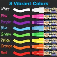Lot de marqueurs à craie liquide néon effaçables de 10 mm pour écrire sur le verre, tableau fluorescent, vitre de voiture pour enfants