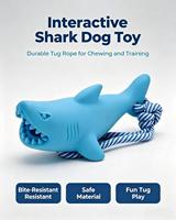Jouet de tirage durable en corde Shark Rope pour chien, jouet interactif de tirage à la corde pour chiots et chiens adultes