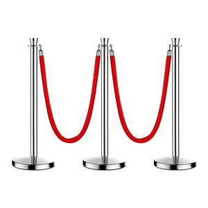 Pole de contrôle de la circulation en acier inoxydable Files d'attente en métal et support de lignes avec cordes Cordon Barrières Stanchion - Product Image 2