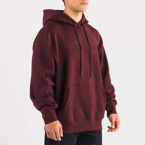 Alta calidad logotipo personalizado bolsillo Unisex talla grande pulóver polar 100 algodón peso pesado Sudadera con capucha chaqueta roja con capucha para hombres - Product Image 6