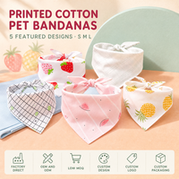 Bandana triangulaire en coton imprimé personnalisé pour animaux de compagnie, avec emballage sur mesure pour les commandes de distributeurs