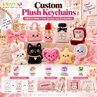 Porte-clés en peluche personnalisés, breloques pour sacs alimentaires, accessoires de boutique OEM en gros, pour boulangeries, cafés, magasins de cadeaux, faible MOQ
