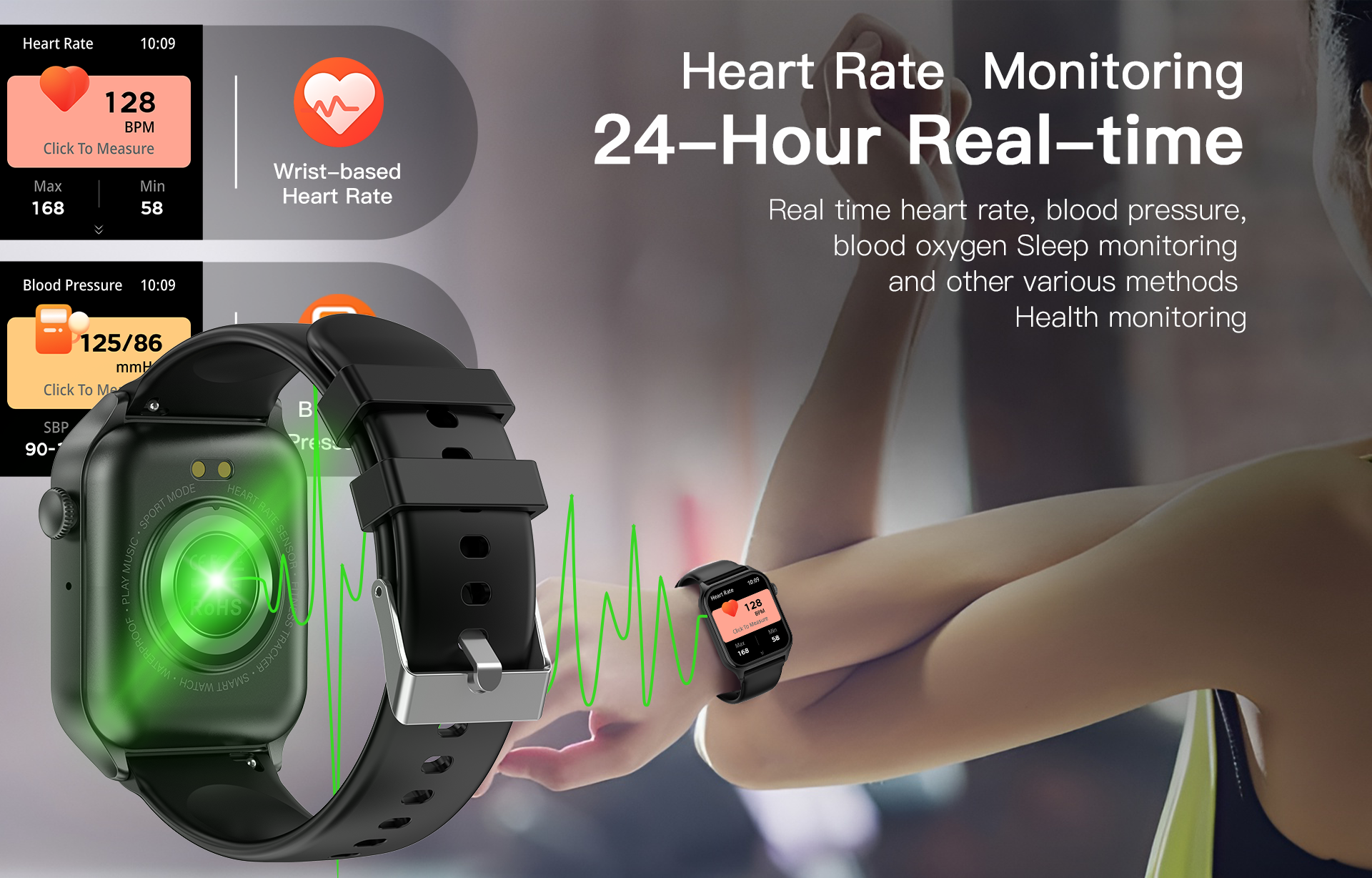 Z145 Smart Watch Heart Rate Health Monitor with 123+ Sport Mode