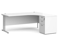 Bureau ergonomique pour bureau commercial GCON 25, main droite, avec piédestal haut