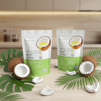 Sachets refermables en aluminium réutilisables personnalisés pour l'emballage de poudre de noix de coco, sachets pour poudre de chocolat, emballage debout, sachets pour flocons de noix de coco