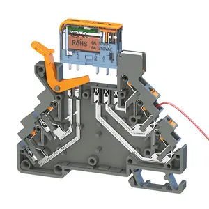 LANBOO, relé Delgado ultrafino de alta frecuencia, montaje DIN con LED 6A 1NO1NC, relé DC12V/DC24V