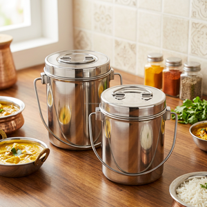 Kitchenware Household Food Grade Stainless Steel Food Storage Airtight Kadi Dabba With Cover - Product Image 3