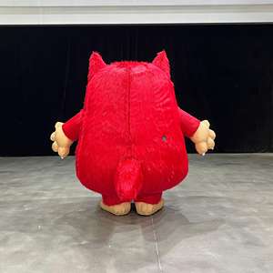 Disfraz <span class=keywords><strong>de</strong></span> Mascota Monstruo Rojo <span class=keywords><strong>de</strong></span> Diseño Creativo con Ojos Grandes para Dientes, Orejas, Manos, Pies, Corazón Azul, Inflable <span class=keywords><strong>de</strong></span> Alta Gama, Impermeable - Product Image 3