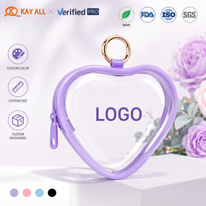 Bolsa <span class=keywords><strong>de</strong></span> cosméticos portátil reutilizable transparente <span class=keywords><strong>de</strong></span> PVC <span class=keywords><strong>en</strong></span> forma <span class=keywords><strong>de</strong></span> corazón grande personalizada con cremallera y anillo <span class=keywords><strong>de</strong></span> metal para <span class=keywords><strong>viajes</strong></span> o embalaje <span class=keywords><strong>de</strong></span> regalo - Product Image 1