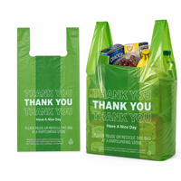 Sacs en plastique vert jetables pour boulangerie, pain, aliments à emporter, vente en gros, sacs de courses personnalisés imprimés avec message de remerciement