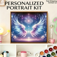 Kit de peinture sur toile DIY Songwoo Ailes d'ange magiques bleu violet Mandala étoile Fleur Peinture par numéros
