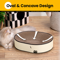 Lit grattoir ovale pour chat, planche à gratter 2-en-1, tapis de grattage en carton ondulé naturel, base scellée