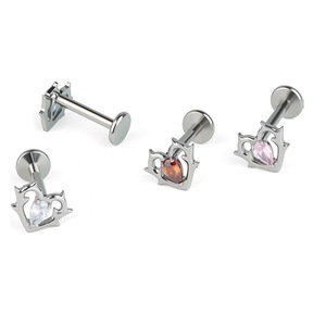 F136 <b>Titanium</b> Alloy Heart Shape Zircon <b>Stud</b> Earrings Lip Piercing Jewelry Gift For Women Men - Product Image 4