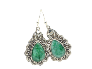 Natural Emerald Gemstone 925 Sterling Silver Handmade <b>Earrings</b> Women Designer Jewelry Wholesale Boho Ethnic Crystal <b>Earrings</b> - Product Image 3