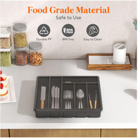 Plateau à couverts extensible en plastique 50 cm, insert de tiroir réglable, organisateur d'ustensiles de cuisine rectangulaire