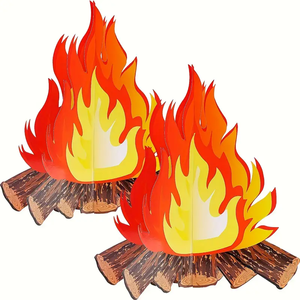 Centro de Mesa de Cartón 3D con Diseño de Fogata, Decoración de Cumpleaños con Temática de Bombero, Decoración de Halloween para el Hogar, <span class=keywords><strong>Chimenea</strong></span> para Fiestas de Graduación - Product Image 6