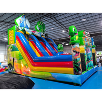 Nouveau château gonflable à thème dinosaure en PVC pour l'extérieur, toboggan double commercial, toboggan aquatique gonflable 8x5x6,5m, garantie 3 ans, pour enfants