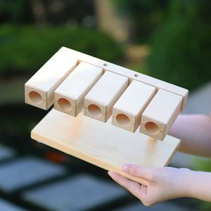 Instrument de percussion Orff, petit bloc de bois à cinq tons, poli à la main, en bois d'érable, couleur naturelle, bâton de rythme musical - Product Image 5