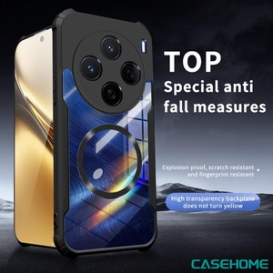جراب وسادة هوائية مغناطيسية شفافة لكاميرا Redmi A5 Note 14 Pro + Acrylic بعدسات صدمية لكاميرا POCO F7 X7 M7 Pro