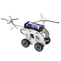 Petit modèle d'hélicoptère électrique bricolage expérience de technologie de science du bois faite à la main pour les jouets de moteur des enfants pour la petite production