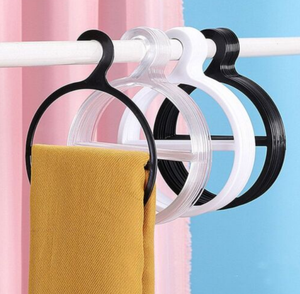 Organisateur de foulards et hijabs rond pliable en plastique avec crochets – Support économique pour voiles et écharpes - Product Image 4