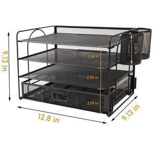 Metal Mesh Office Paper Organizer with <b>File</b> Holder for Desk 4 Tier Letter Tray Office Desk Organizers and Accessories - Product Image 3