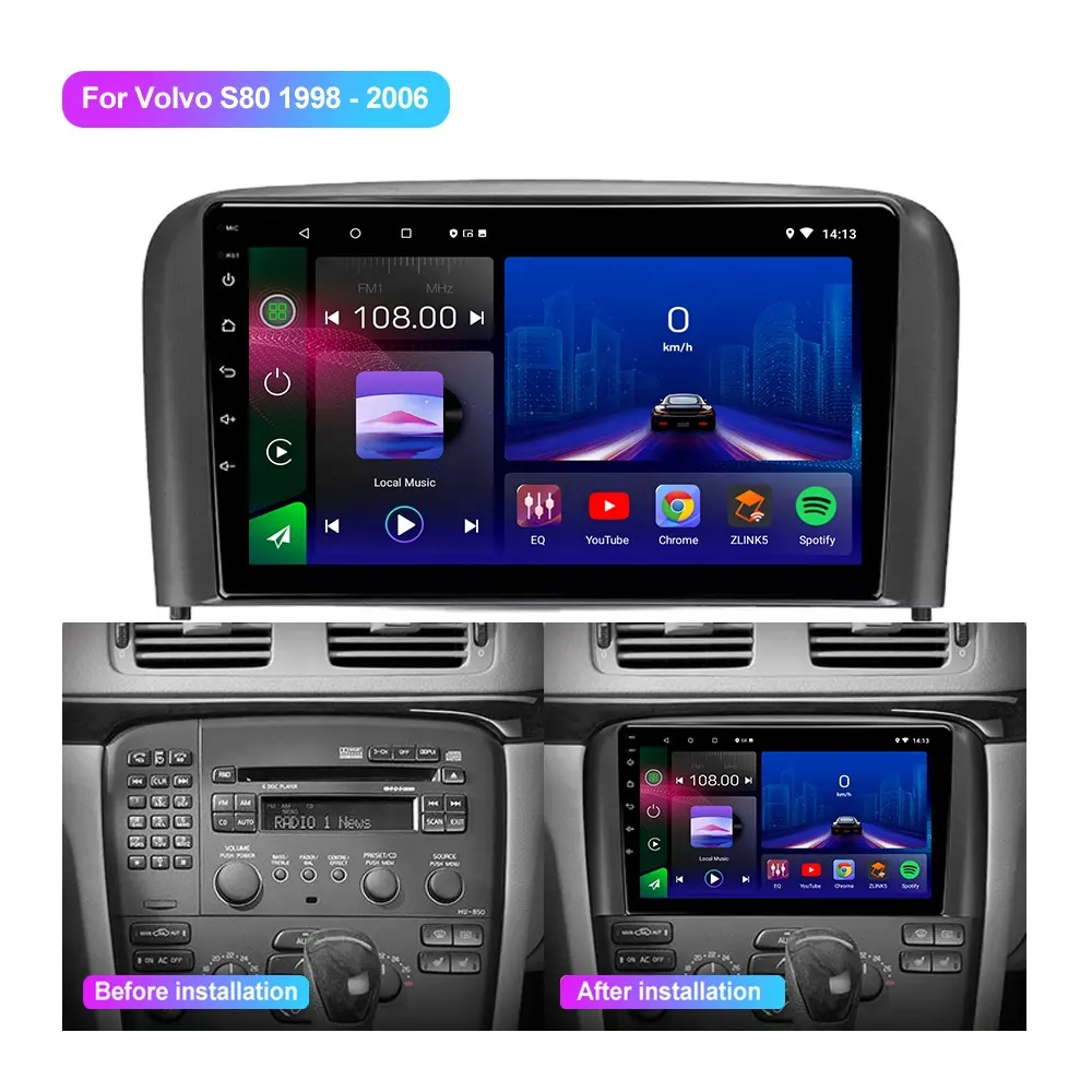 Jmance9インチVolvo S80 1 1998 - 2006 Dsp Bt Carplay AndroidラジオオートラジオカーDvdGpsナビゲーションマルチメディアプレーヤー