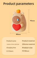 Nouvelle Lampe de Nuit Capybara, Veilleuse d'Ambiance pour Chevet en Silicone Souple, Lumière Décompression à Tapoter, Modèle Cochon d'Inde Cavy Snot Bear
