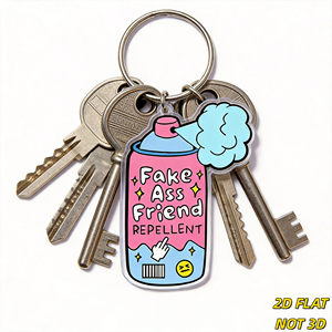 Porte-clés répulsif 'Fake Ass Friend' en forme de bombe <span class=keywords><strong>a</strong></span>érosol rose avec brume bleue, et breloque en acrylique motif doigt d'honneur et grincheux, pour clés, sacs, sacs à <span class=keywords><strong>dos</strong></span> - Product Image 3