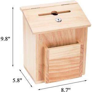 Caja de sugerencias duradera marrón de madera al por mayor personalizada de fábrica caja de donación de madera - Product Image 5