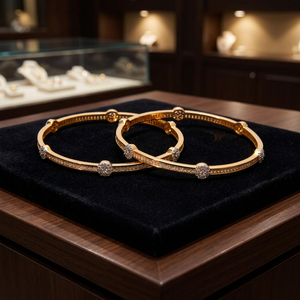 Pulseras Delicadas de Moda para Mujer con Circonita Americana, Baño de Dos Tonos, Juego de 2 Piezas, Sin Níquel ni Plomo - Product Image 3
