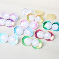 Yeux 3D désalignés blancs de 14mm à 35mm avec effet Laser holographique décalé couleur de la pupille paillettes pour poupée en peluche faisant du bricolage