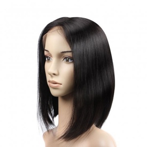 Large Stock Fast Shipping Wholesale Half <b>Lace</b> Bob <b>Wig</b> Straight. #1b Virgin Hair - Product Image 2