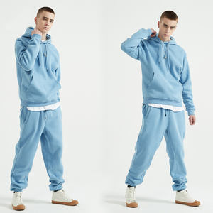 Otoño Invierno hombres Casual logotipo personalizado pulóver Sudadera con capucha pantalones de chándal Jogger tela de lana de algodón pesado 2 piezas estampado - Product Image 1