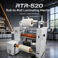 Machine à plastifier les étiquettes en rouleau RTR-520, largeur 460 mm, double porte-film, plastifieuse hydraulique