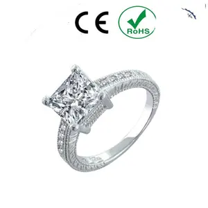 Diamond Bridal Wedding Bands Ring,14K White Gold Stainless Steel 2.9ct Princess Cut Engagement lab diamond ring