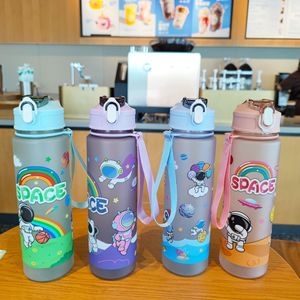 Cartoon Astronaut <b>Straw</b> Plastic <b>Cup</b> Purple Blue Green Pink Portable Travel Student Gift Pop-up <b>Lid</b> - Product Image 4