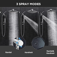 Douche à main haute pression en acier inoxydable finition chromée avec barre coulissante, double pommeau de douche détachable, fixation murale pour villa