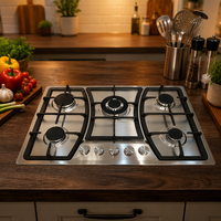 Cuisinière à gaz portable 5 brûleurs pour cuisine extérieure en acier inoxydable – Vente en gros usine
