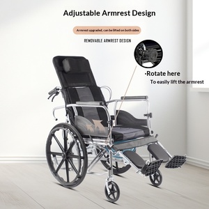 Fauteuil roulant léger et portable avec dossier hydraulique entièrement inclinable et garantie à vie <span class=keywords><strong>pour</strong></span> personnes âgées et handicapées - Product Image 1