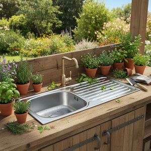 Grifo de Cocina <span class=keywords><strong>HG400</strong></span> Moderno, Diseño Industrial, de un Solo Tazón Cuadrado, Superficie Pulida/Cepillada, Válvula de Acero Inoxidable, Montaje en Pared - Product Image 1