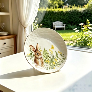 <span class=keywords><strong>Assiette</strong></span> en céramique <span class=keywords><strong>blanche</strong></span> de style vintage avec motif de fleurs jaunes et de papillons, forme <span class=keywords><strong>octogonale</strong></span> géométrique, plat de service pour le thé et les pâtisseries - Product Image 5