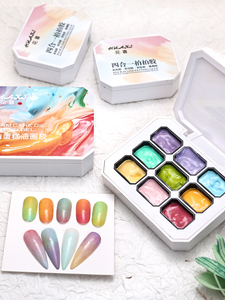 Set Gel Kuku 9 Warna Baru Tanpa Penghapus untuk Nail Art Gradien Watercolor, Pigmen Tinggi - Product Image 5