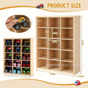 Wooden Car Model Storage <b>Shelf</b> 15.4in H 12.8in W Wall Mounted Toy Organizer Display <b>Rack</b> For Kids Room - Product Image 1